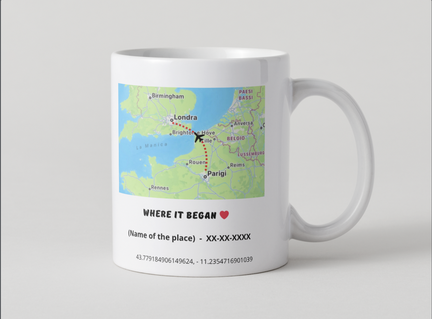 Tazza Personalizzata “Dove Tutto è Iniziato ❤️"